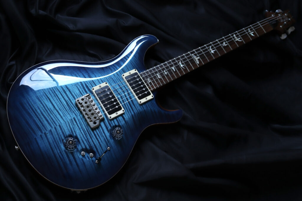 paul reed smith custom 24　PRS　再塗装　リフィニッシュ　フレイムメイプル　カーリーメイプル　ブルー　青色