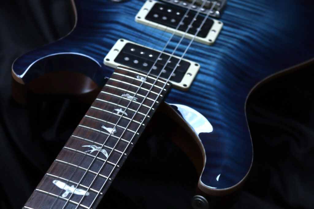 paul reed smith custom 24　PRS　再塗装　リフィニッシュ　フレイムメイプル　カーリーメイプル　ブルー　青色