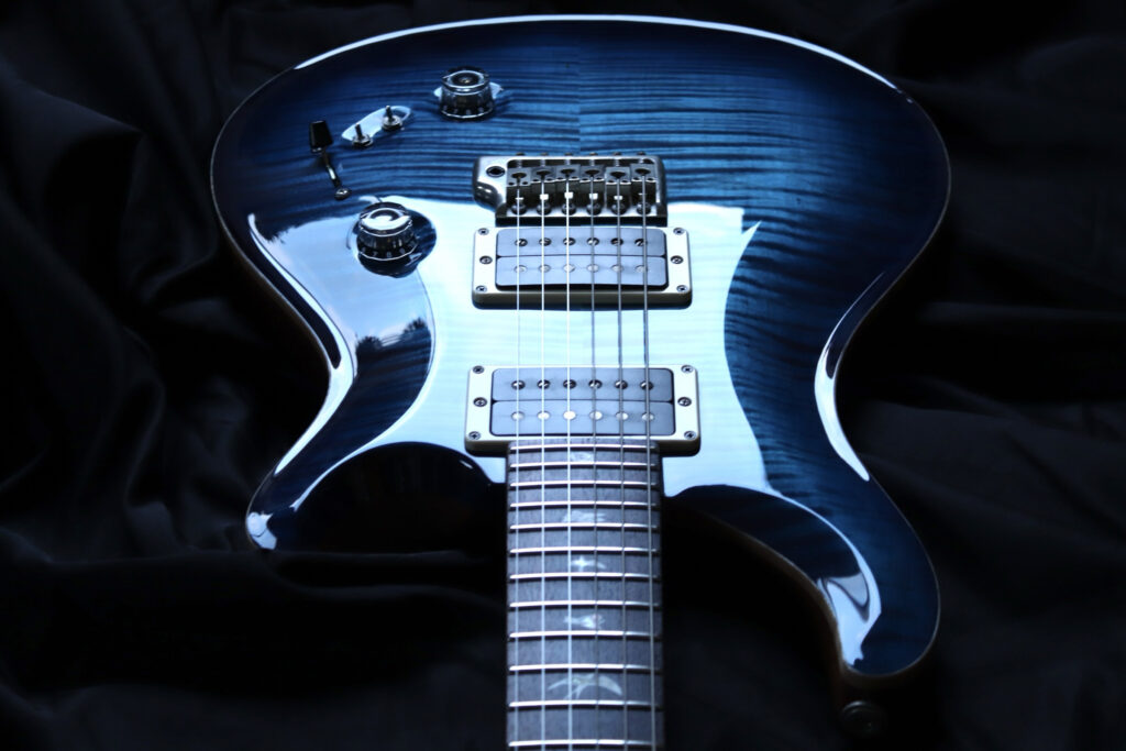 paul reed smith custom 24　PRS　再塗装　リフィニッシュ　フレイムメイプル　カーリーメイプル　ブルー　青色