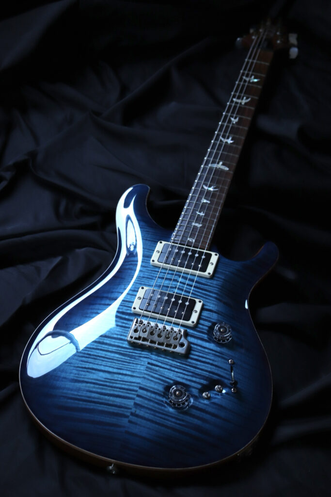 paul reed smith custom 24　PRS　再塗装　リフィニッシュ　フレイムメイプル　カーリーメイプル　ブルー　青色