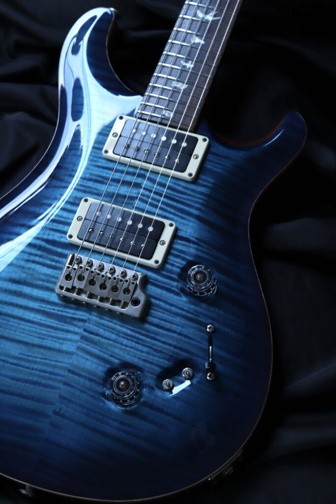 paul reed smith custom 24　PRS　再塗装　リフィニッシュ　フレイムメイプル　カーリーメイプル　ブルー　青色
