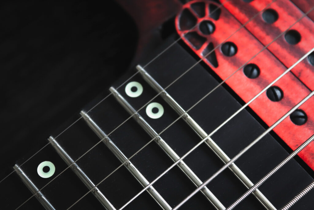 OD Guitars Asteria 8string リングインレイ打ち込み ルミンレイ
